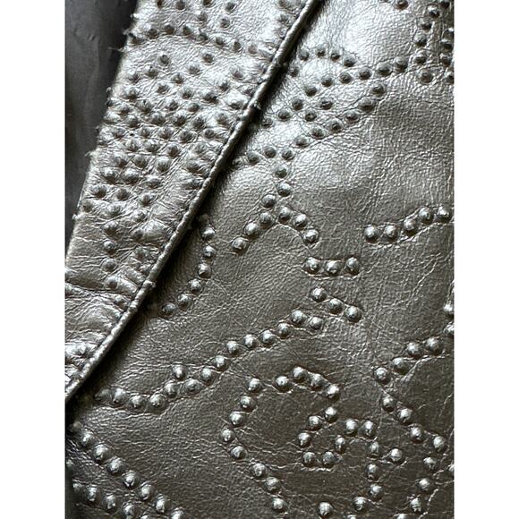 VTG 90s Y2K B&J Genuine Leather Blazer M Black 3D Embossed Boho Hippie - Picture 10 of 14